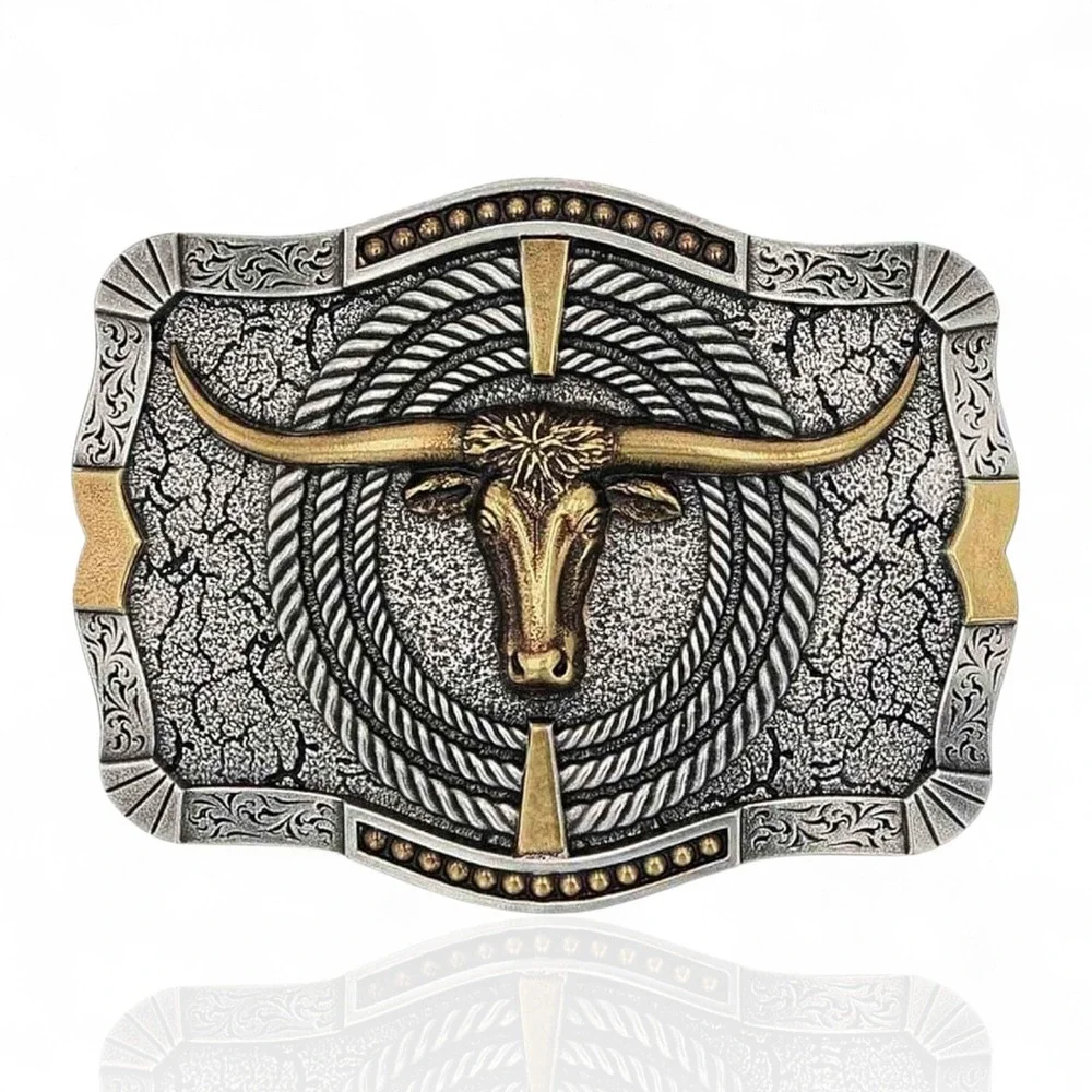 Montana Silversmiths Mens Roping Ready‎ Longhorn Attitude Belt Buckle NEW!